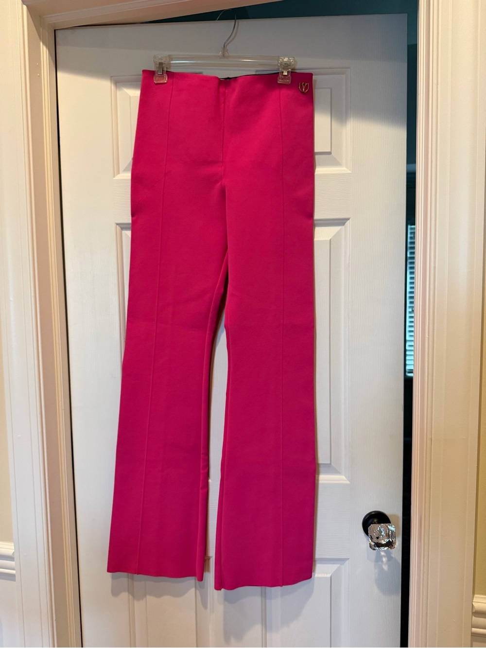 High-Waist Wide Leg Dodiee Pants in Vibrant Pink stretchy scuba like material